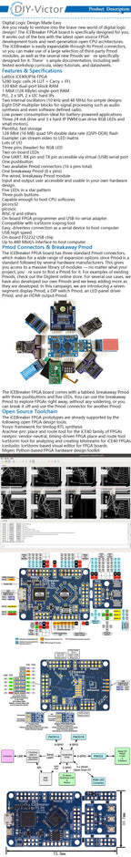 V1.0e FPGA Development Board ICE40UP5k 120 Kbit For Pmod Connectors ICEBreaker