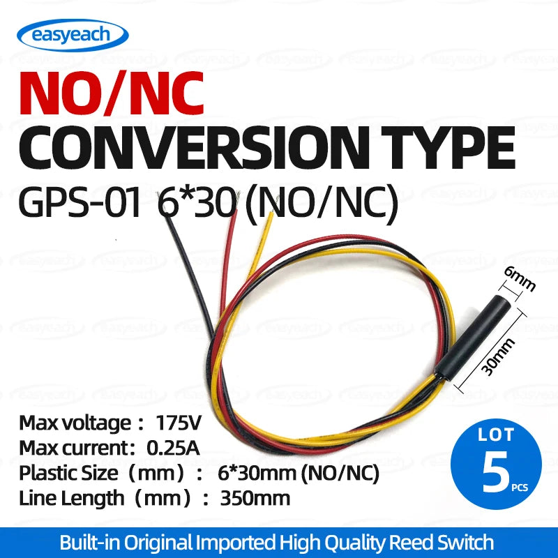 5pcs GPS-01 Reed switch 4x18mm 5x15/20/25mm 6x30/38mm NO/NC 6*38mmHP normally Open/closed Magnetron proximity Sensor GPS-01A /B