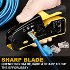 ZoeRax RJ45 Crimp Tool Pass Through Industrial Grade Ethernet Crimper All-in-one Ratcheting Modular Data Cable Crimper