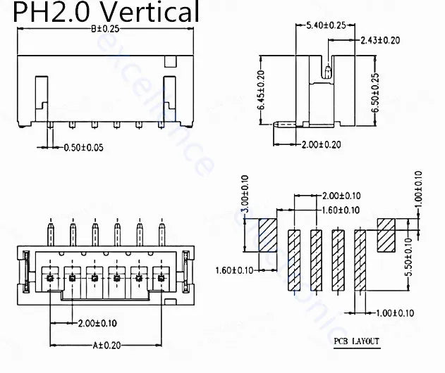 5sets GH1.25 SH1.0 JST1.25 PH2.0 XH2.54 SH/JST/ZH/PH/XH Horizontal / Vertical SMD Pin Header + Housing + Terminal Set 2.54mm