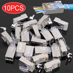 RJ45 CAT5/6/7 Connector 8P8C Modular Plug Adapter Pass Through Modular Plugs Shielded Gigabit Network Crimp Crystal Head
