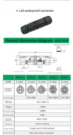 IP68 Waterproof Connector L20 20A LED Light Outdoor Cable Wire Quick Terminal Connector 2Pin 3Pin 4Pin 5Pin 6Pin Screw Wiring Ju