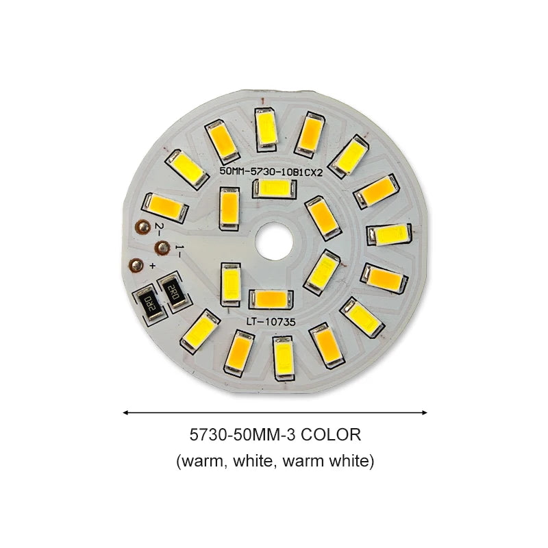 3/5/10PCS Round LED Light Board DC 5V 3W Low Voltage 5730 2835 SMD LEDs 3000K Warm or White 6000K Dimmable Bulb Lamp Panel