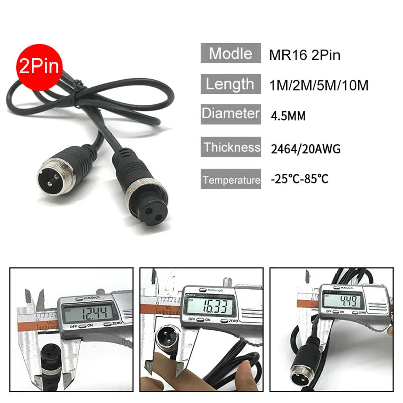 M16 2pin 3p 4p 5p 6p 7p 8p 9p 10Pin GX16 6pin Male to Female Aviation Video Extension Connect Cable 1M-10M for Car Camera System
