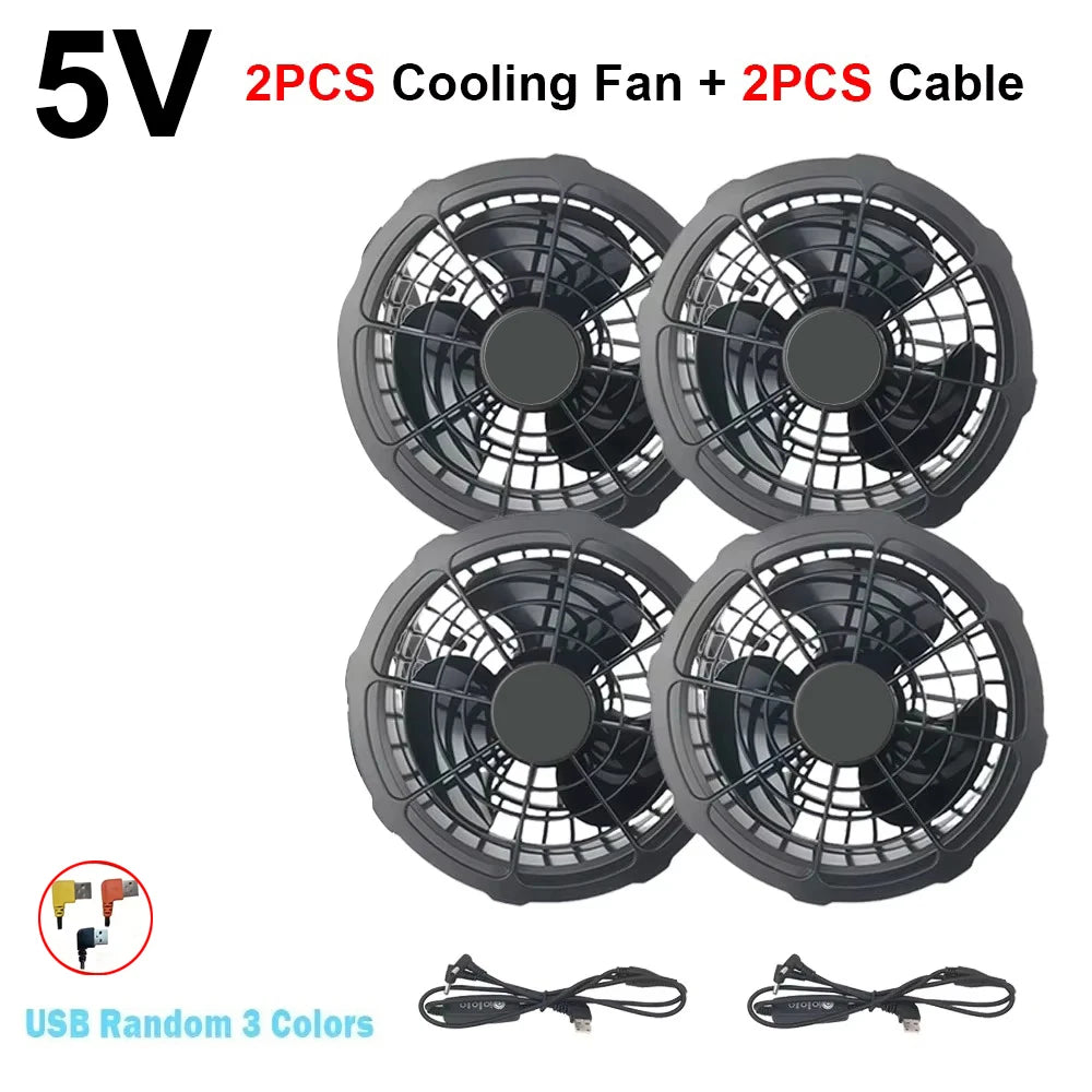 Air Conditioner Vest Cooling Fan 5V or 12V Adjustable Gear High Speed Fan For High Temperature Outdoor Work Fast Cooling DC Fan