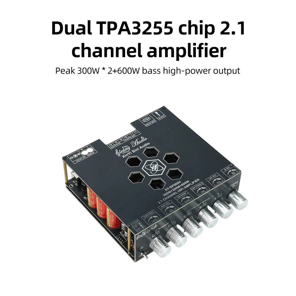 XY-DP600H High-Power Bluetooth Digital Sound Amplifier Board 2.1 Channel Subwoofer 300W*2+600W TPA3255 Chip for Home DIY Speaker
