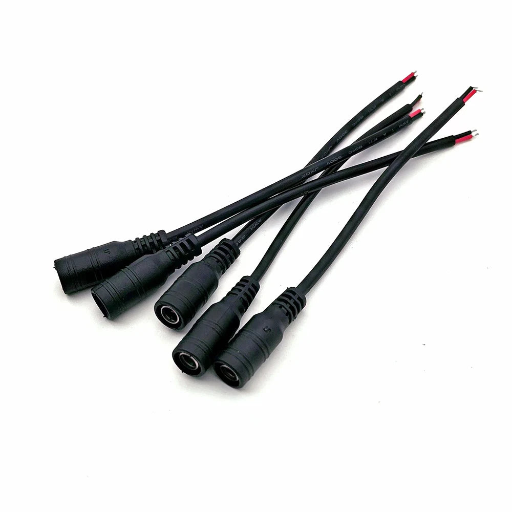 Black 15cm DC Cable 5.5 x 2.1mm DC Plug Jack Connector Wire Pigtail Male Female 5.5*2.1 Adapter for 5050 3528 LED Strip Light