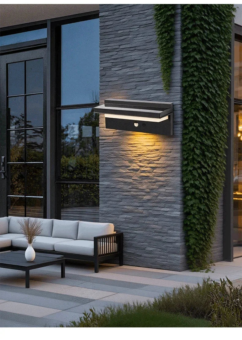 Solar Power Wall Lamp IPX5 Waterproof Garden Lights Motion Sensor  Energy Saving Light for Exterior Spot Porch Yard Lighting