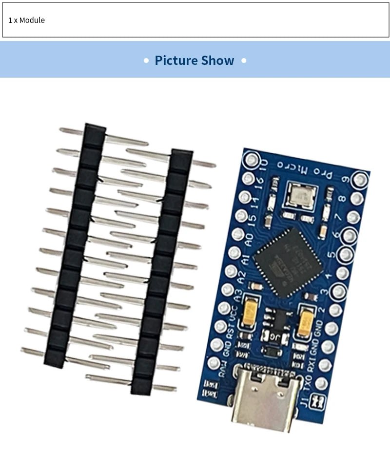 XCW Pro Micro ATmega32U4 5V 16MHz Replace ATmega328 For Arduino Pro Mini With 2 Row Pin Header For Leonardo Mini Usb Interface