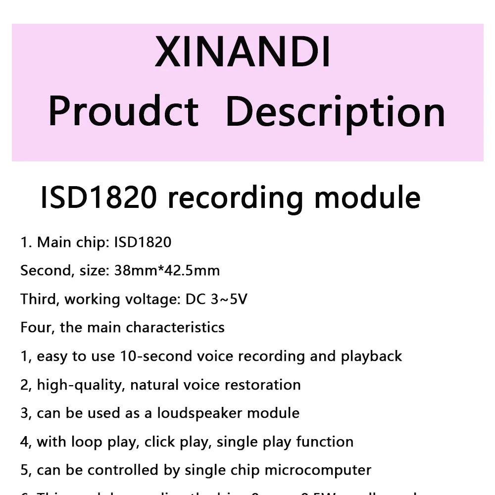 ISD1820 recording module voice module the voice board telediphone module board with Microphones + Loudspeaker