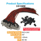10/20PCS 5mm LED Diode Kit UV Prewired 5V 12 V Light Emitting Indicator RC Lamp Warm White Red Green Blue Yellow Orange Purple P