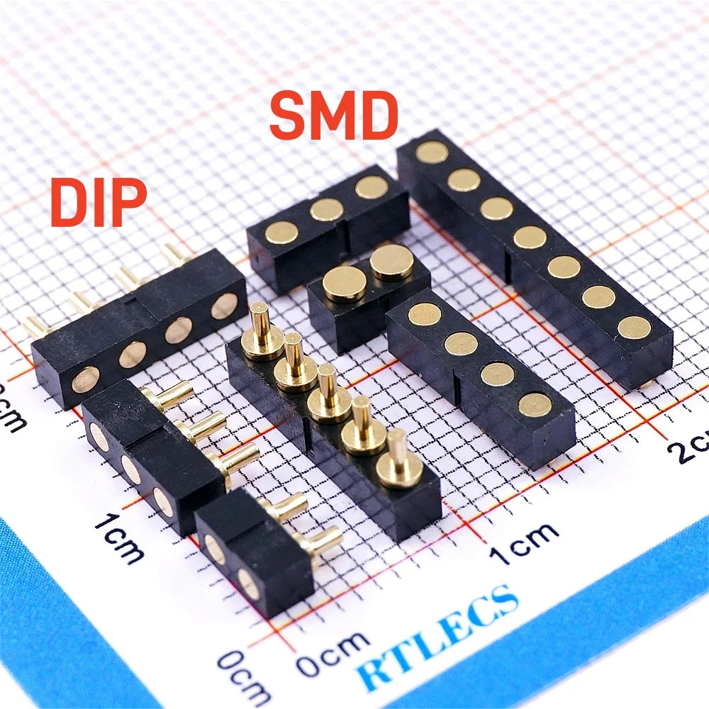 5 20Pcs Target Contact PAD Connector DIP 2.54 MM Grid 2 3 4 5 6 7 8 10 Position SMD Pogo Pin Header Strip Battery Power Charge