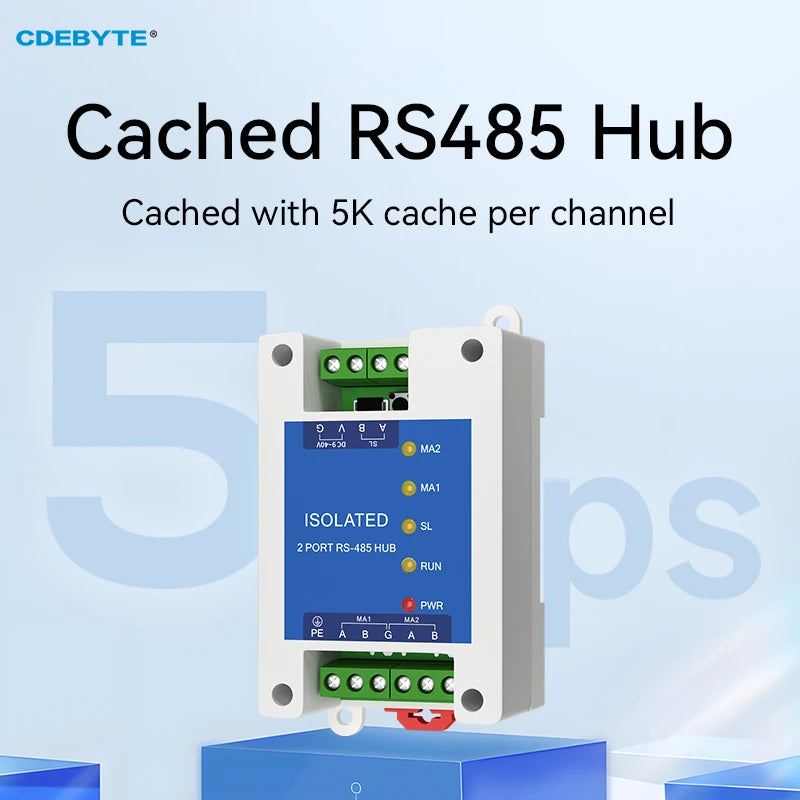 Industrial 2way Cache Type RS485 to 1way RS485 Hub DC 8~28V Optical Isolation Multi to one Hub CDEBYTE E810-R21 ESD Protection