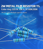 20PCS 2W 1% Metal Film Resistor 2W 1Ω - 4.7MΩ 1 4.7 10 47 100 200 220 300 330 470 680 910 1K 2.2K 4.7K 10K 15K 100K 470K 1M ohm