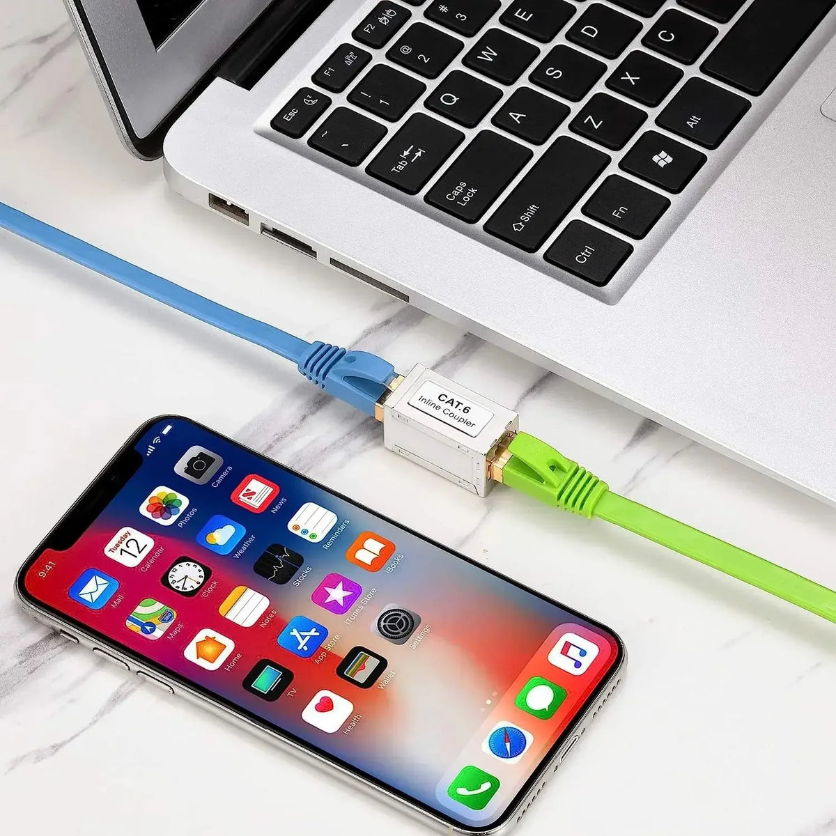 RJ45 Coupler Ethernet Extender 10Gbps, Cat7 Ethernet Coupler Female to Female Connector for Cat7/ Cat6/ Cat5e Cable