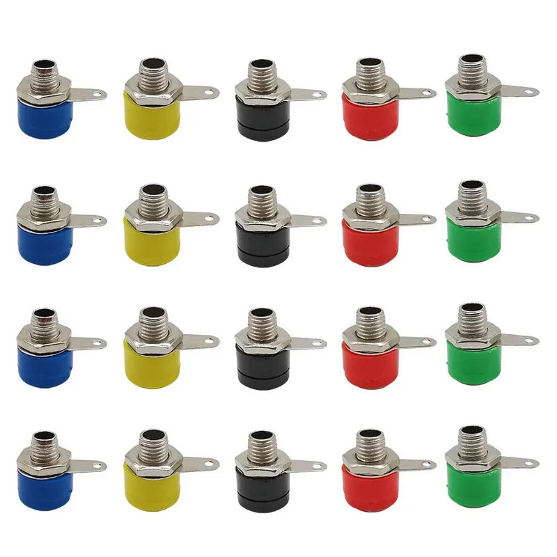 20Pcs 4mm Banana Socket Jack Female Connector Binding Post Speaker Panel Terminals Banana Plug Adapter 5 Colors