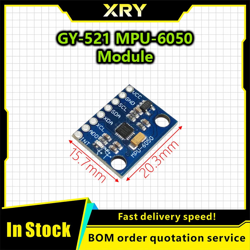 XRY 1pcs GY521 GY-521 MPU6050 IIC I2C Interface 3 Axis Analog Gyroscope Sensor Accelerometer Compatible Module for Arduino