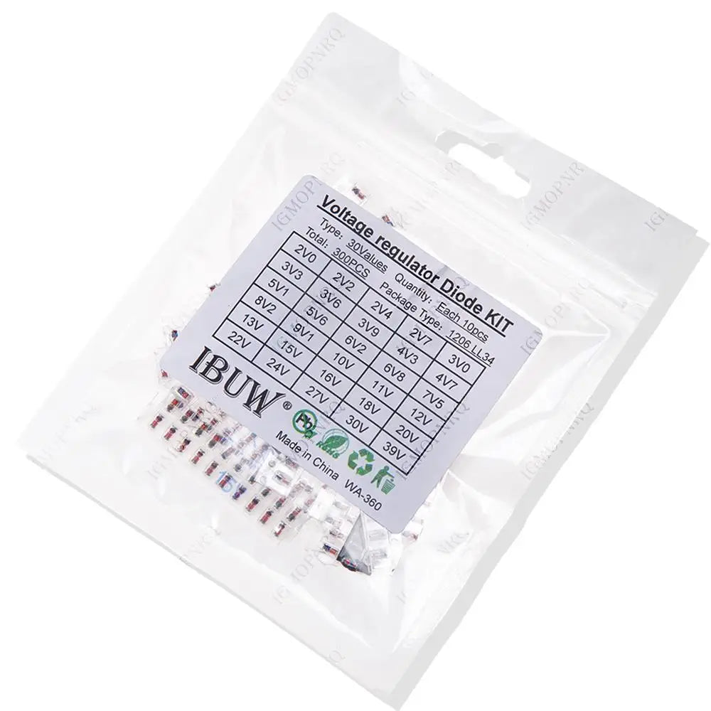 30values *10pcs=300pcs LL34 SMD Zener diode package Assorted Kit 1/2W 2v-39v