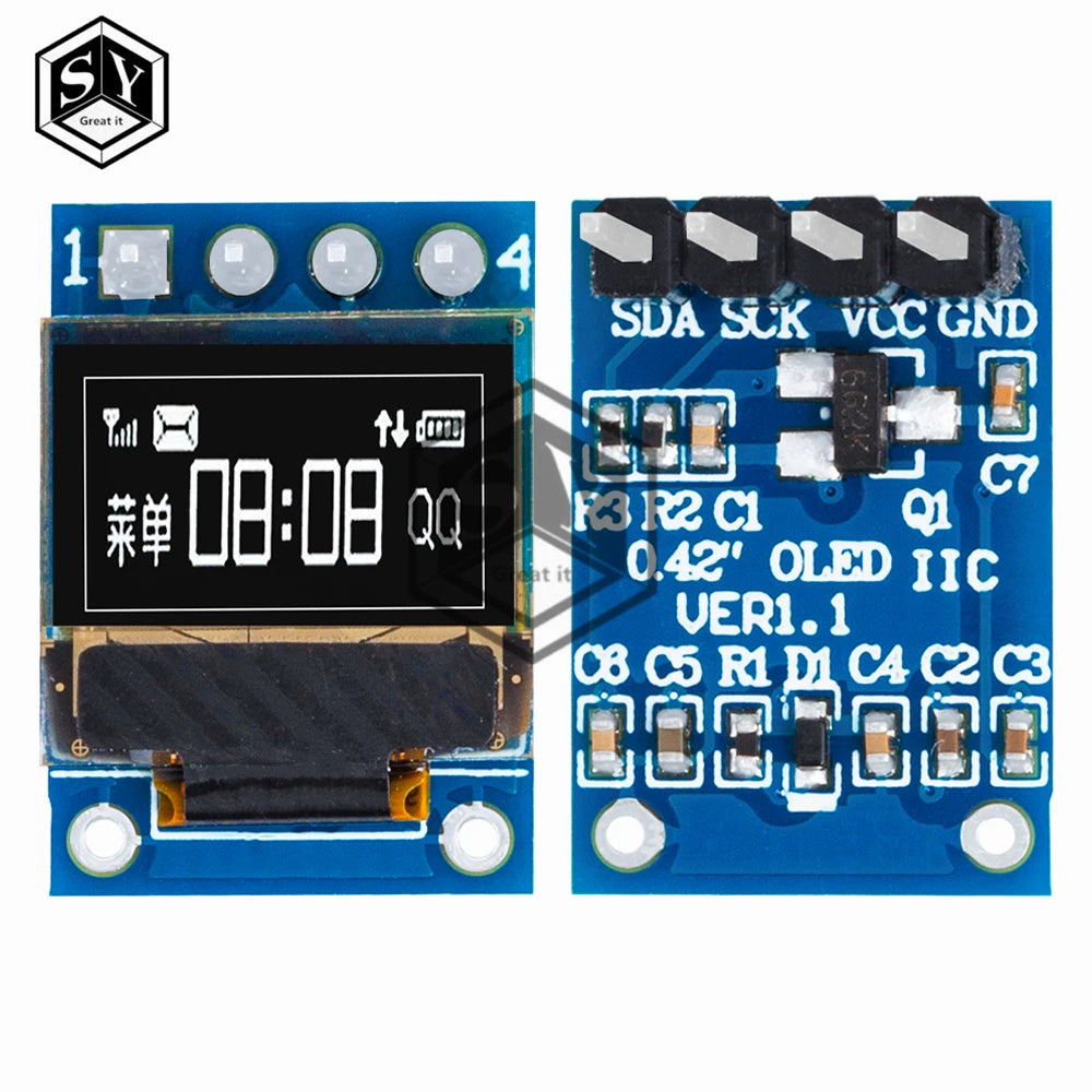 0.42" 0.42 Inch White OLED Display LCD Module 72X40 Serial Screen White Color I2C IIC/SPI Interface SSD1306 72*40 For Arduino