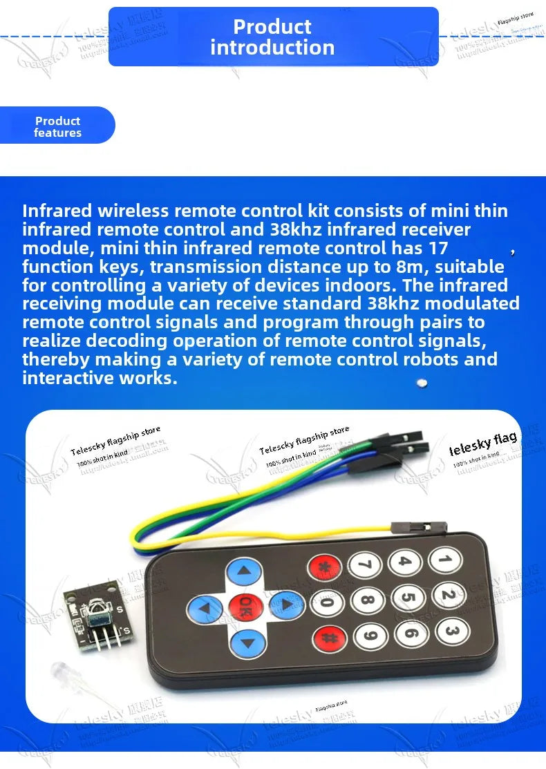 1Set IR Infrared Wireless Transmitter Module Ir Digital 38khz Infrared Receiver Sensor Module with Remote Control for Arduino