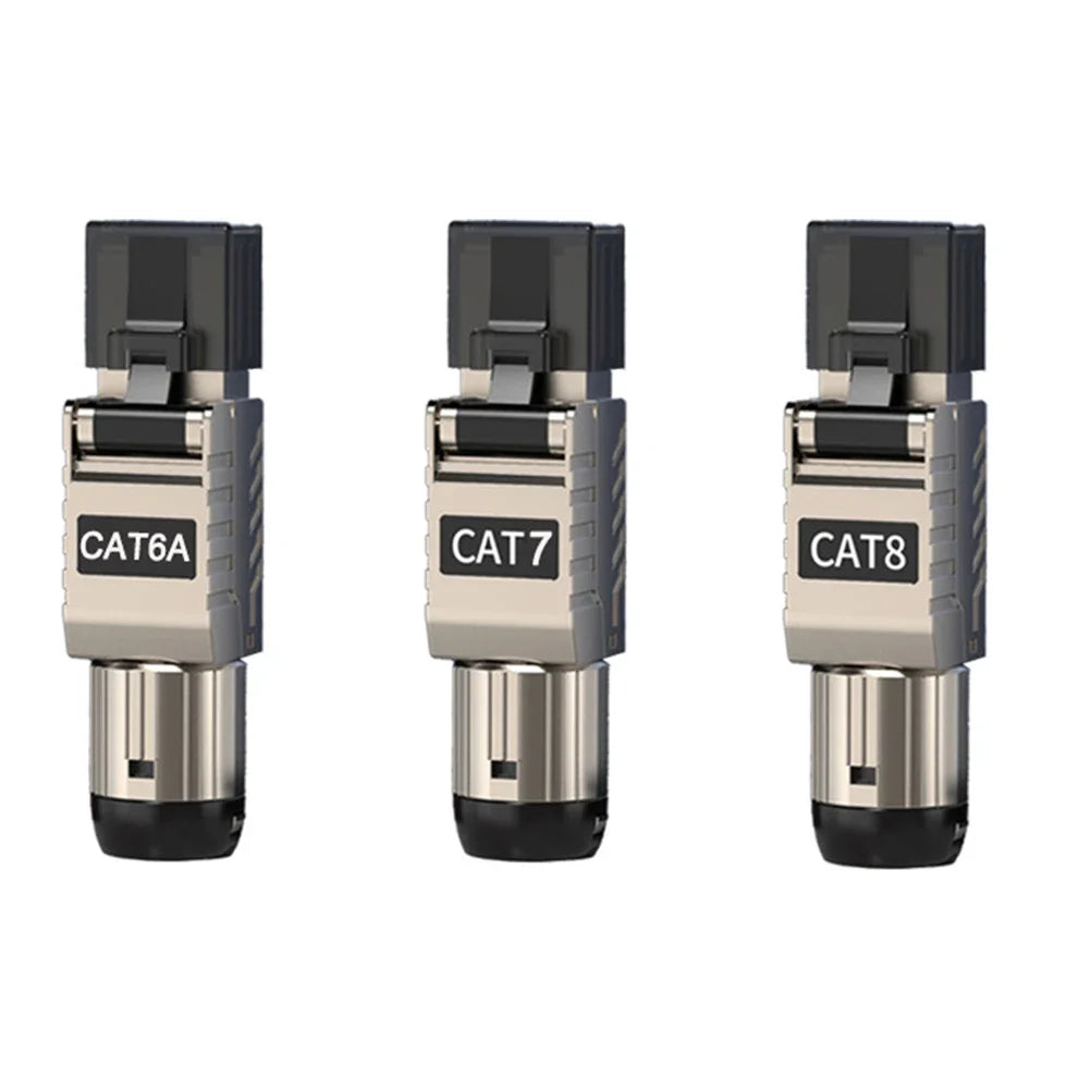 RJ45 CAT6A CAT7 CAT8 Connectors Network Modular Plug Metal Tool Free Easy Termination Plug 2000MHz 40G LAN Cable 22AWG - 24AWG