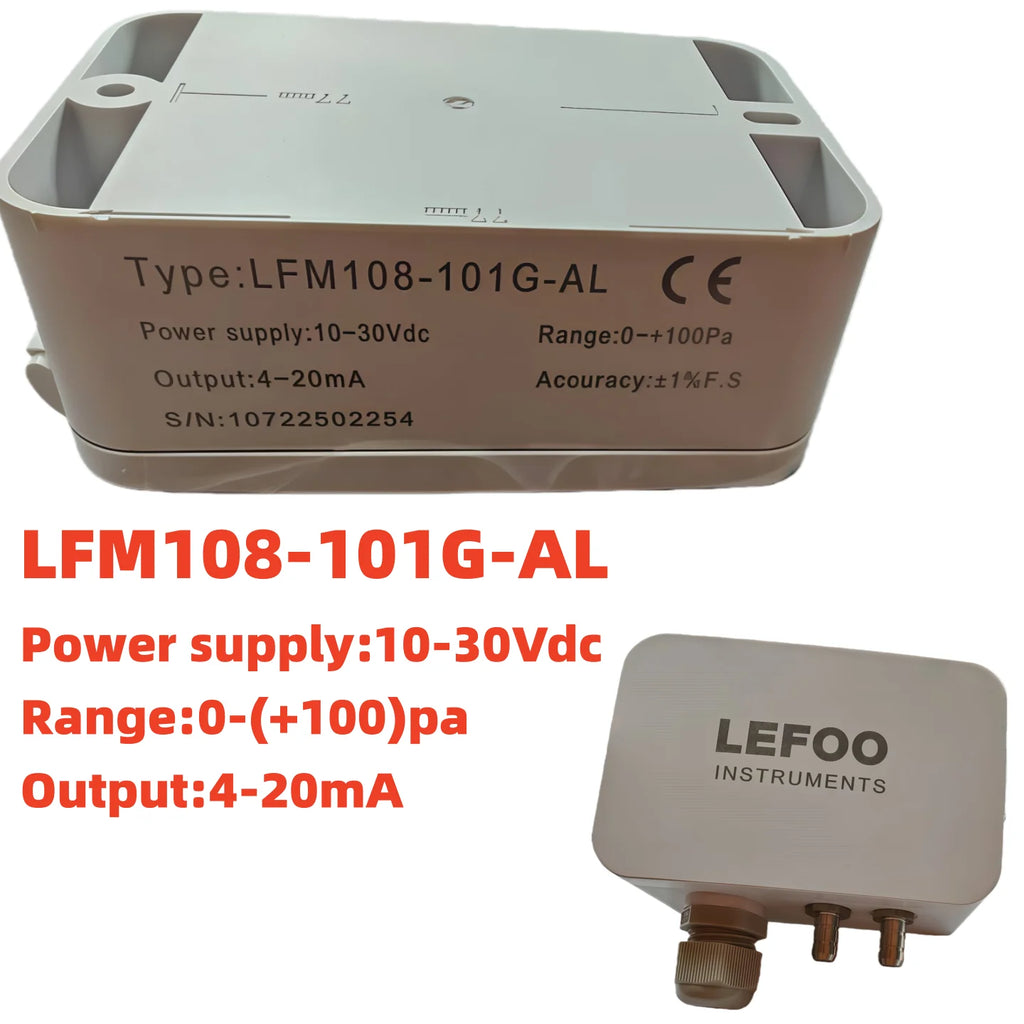LEFOO 4-20mA Differential Pressure Transmitter Micro Sensor Measuring Air & Neutral Gas for EMS, HVAC, VAV, FC LFM108