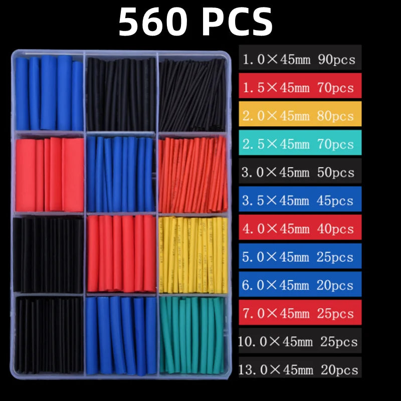 2:1 Times Shrink,Heat Shrink Tube Set,Polyolefin,Insulated Heat Shrinkable Sleeve for Wire Connection and Data Line Protection
