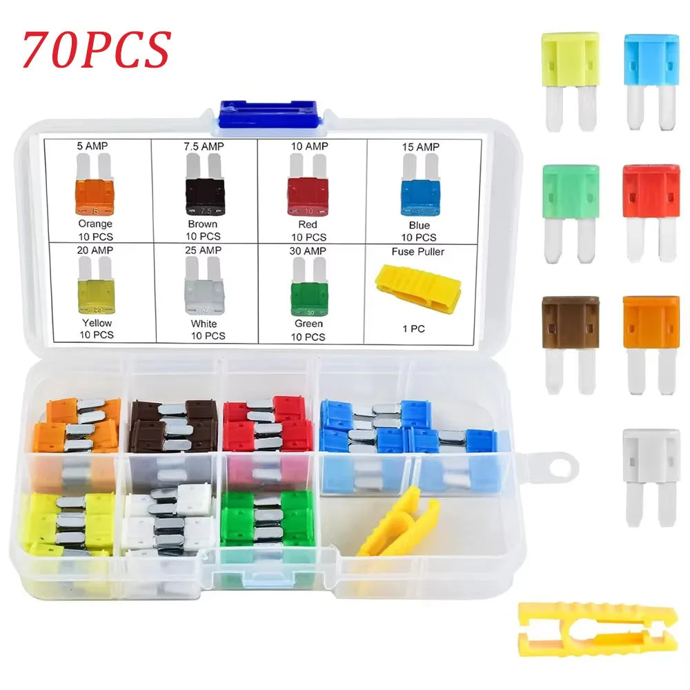35/56/70/84/100/105/126pcs Micro 2 Blade Fuse Assortment Kit for Truck Replacement with Fuse Puller(5A,7.5A,10A,15A,20A,25A,30A)