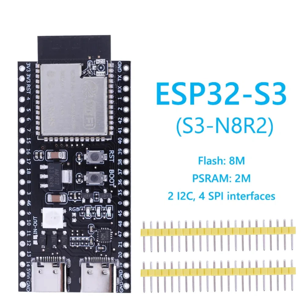 ESP32 S3 N16R8 N8R2 Dual Type-C Development Board with Expansion Adapter Kit 2.4G Wifi BT Module ESP32-S3-WROOM1 44Pin Type-C