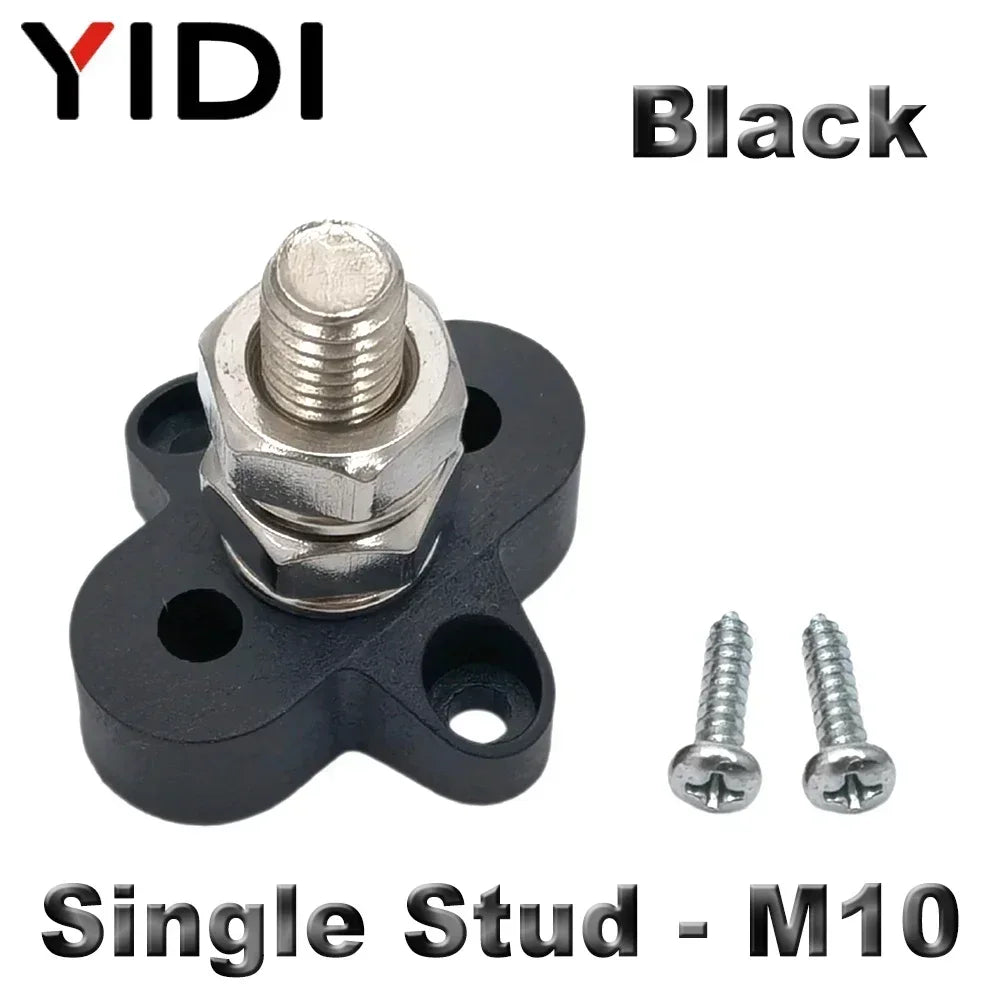 M6 M8 M10 Junction Terminal Block Stud Bus Bar Heavy Duty Battery Power Distribution DC 48V Busbar Red/Black Automotive RV Boat