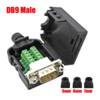 DB9 DB15 DB25 Connector D-SUB 9 15 25 Pin Male Female Plug RS232 RS485 Breakout Terminals 21-24 AWG Wire Solderless Connectors