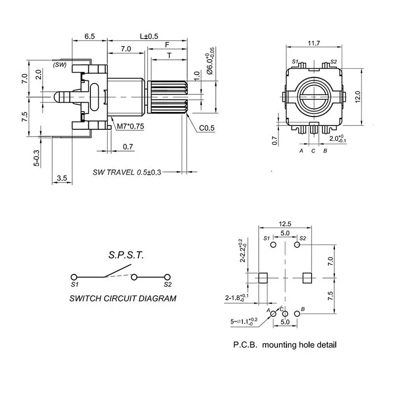 5Pcs/lot 20 Position 360 Degree Rotary Encoder EC11 Push Button 5 Pin Handle Long 15/20MM With A Built In Push Button Switch
