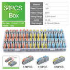 Boxed 34PCS Lever Quick Home Wire Connectors Terminals Conductor Spliceable Butt Wiring Block Reusable Electrical Connectors