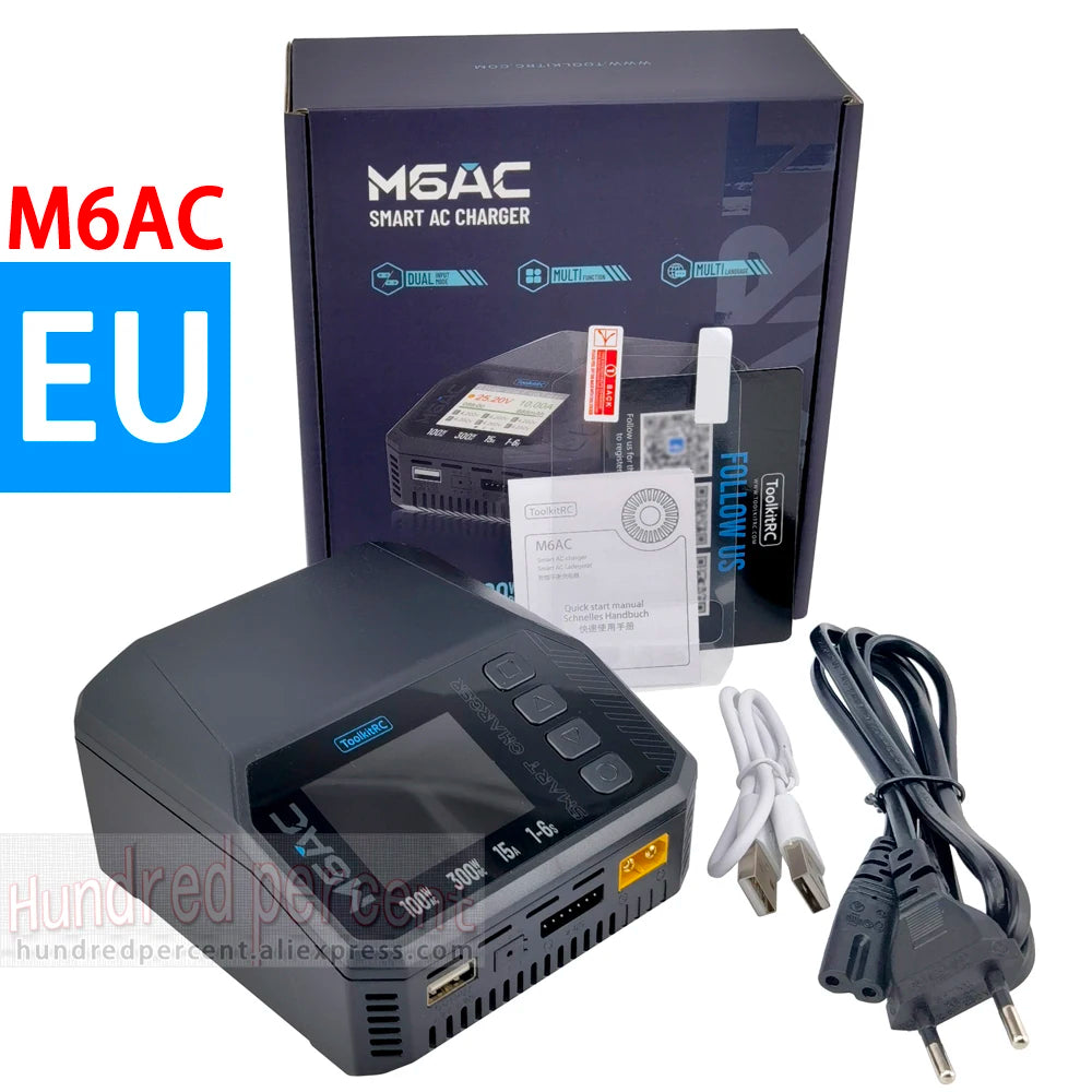 ToolkitRC M6AC Smart Lipo Battery Charger Discharger AC 120W DC300W MAX30A for 1-6S Battery FPV Model Spare Part LiHV LIFE LILON