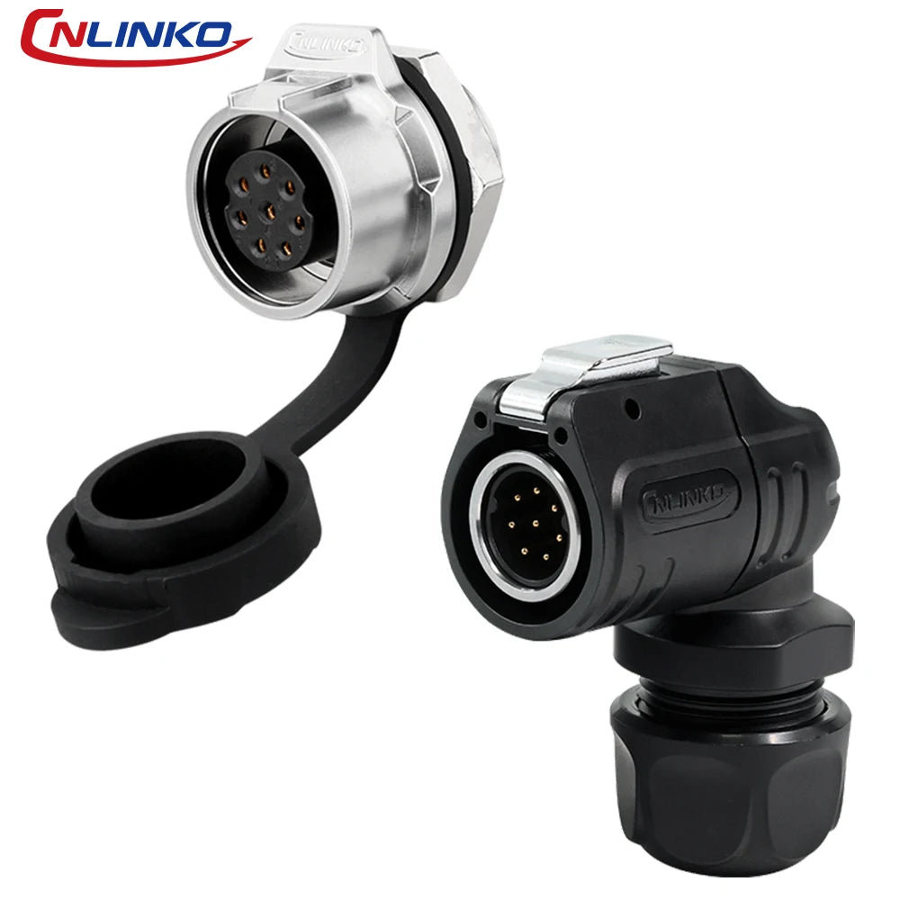 LP-16 2 Pin Right Angle Industrial Connector IP68 Waterproof Male Plug Female Socket Set Aviation Connector for LED Solar Use