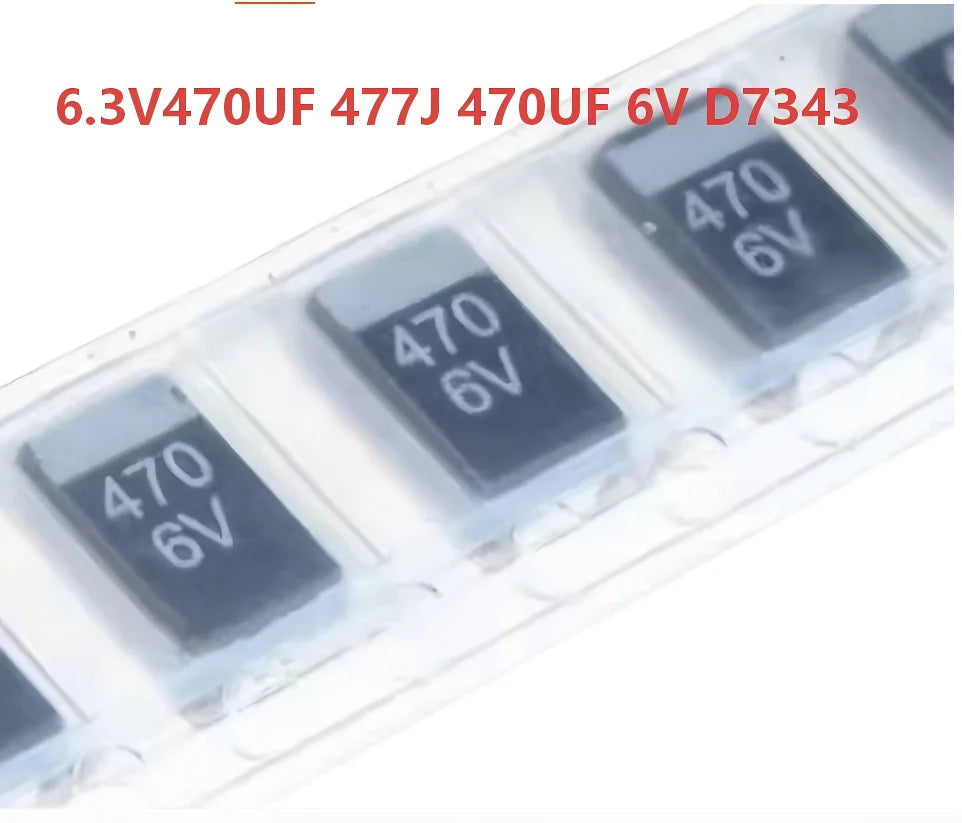 Surface Mount Tantalum Capacitor 6.3V 470UF 477 470UF 6V D7343 D Type Black Tantalum Capacitor