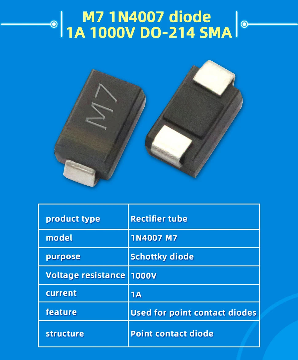 20PCS M1 M2 M4 M7 S4 SMA 1A 1N4001 4002 4004 4007 SS12 SS310 RS1M RS2M ES1D ES1J US1M SMD Schottky Rectifier Diode DO-214AC