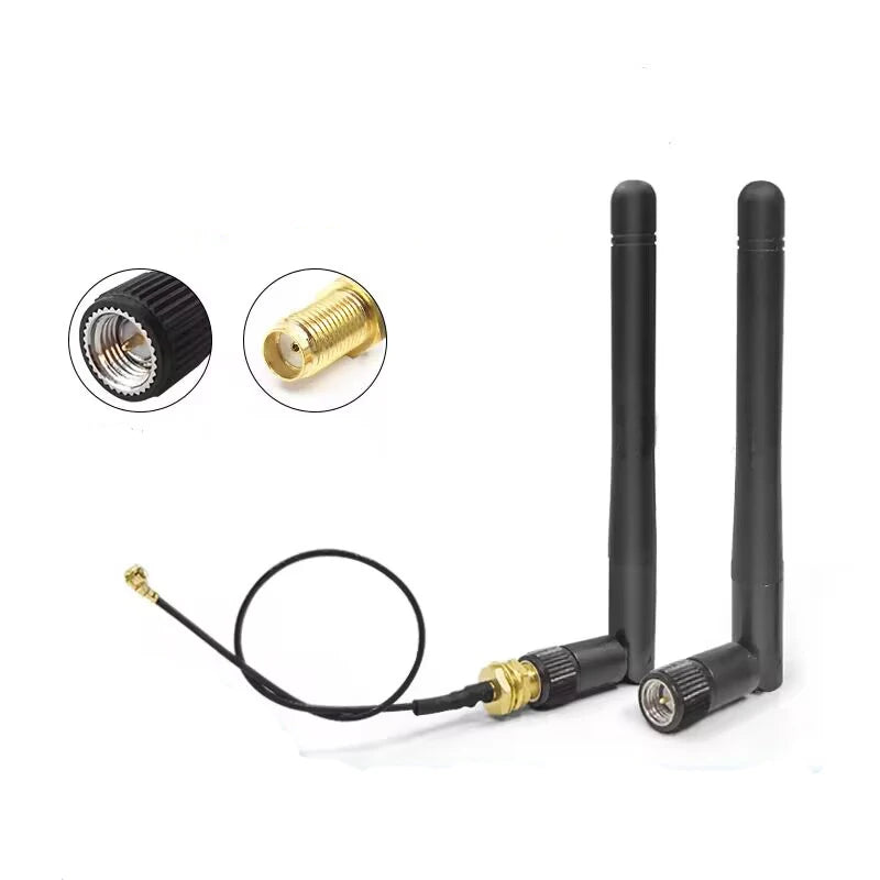 2PCS 2.4GHz Folded  Bluetooth ZigBee Antenna 3dBi with U.FL I-P-E-X-1 to SMA Connector 15cm For ESP8266 ESP32 WiFi Module