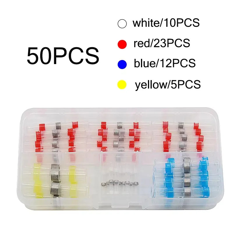 Waterproof Heat Shrink Solder Terminals 1 Box - Insulated Electrical AWG Wire Butt Splice for Quick & Secure Connection