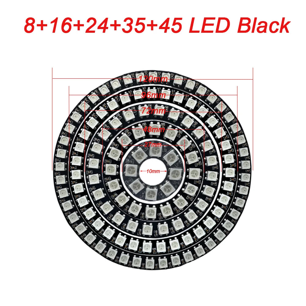 WS2812B Addressable LED Pixel Ring 8 to 241Leds WS2812 5050 RGB LED Diode Ring Color IC Built-in LED