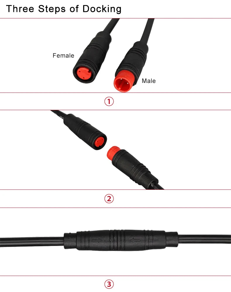 5 Set M6 M8 2 3 4 5 6 Pin Julet Electric Butt Plug Connector Wiring Line Scooter Brake Cable Pluger Signal Sensor 20CM