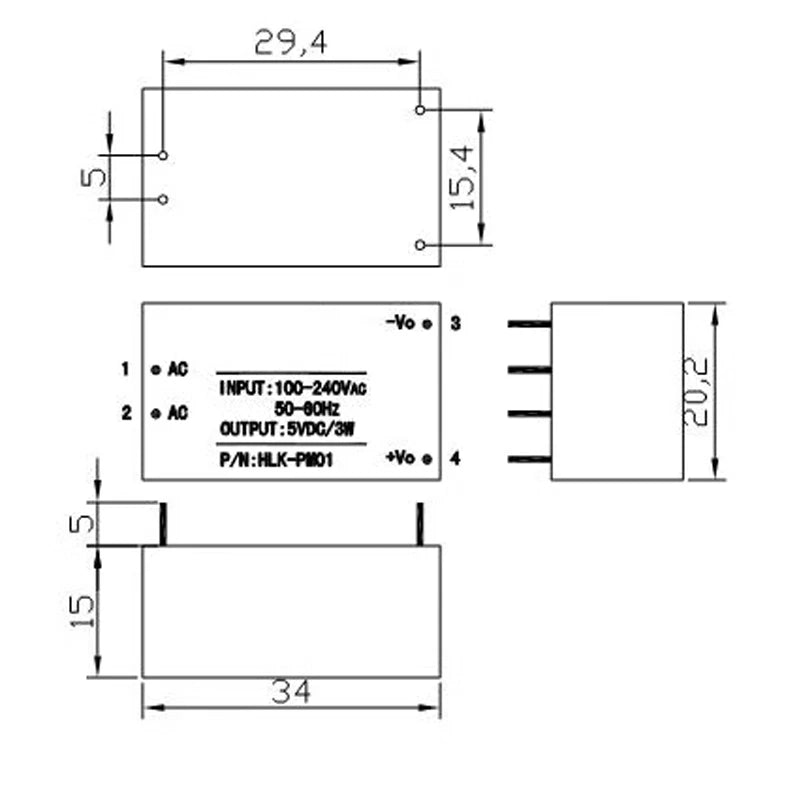 HLK-PM01/03/12 isolated power module 220v to 5v intelligent switch step-down power module