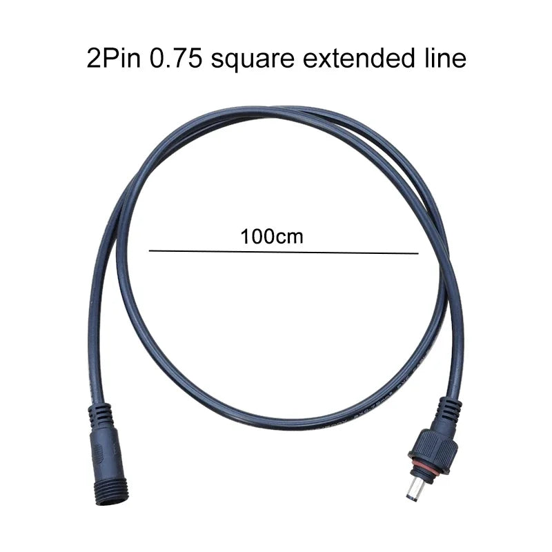 12V DC Power Plug 55*21mm 2Pin Waterproof Connector Male Female Terminal Butt Joint Monitoring Line 1-5M Extension Cord IP67
