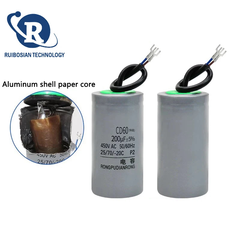 CD60 motor starting capacitor 100/150/200/250/300/350/400/450/500UF 450V single-phase capacitor motor