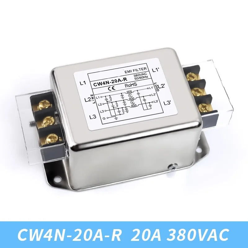 AC power supply EMI filter terminal&Guide rail type CW4N-10/20/30A-R 3-phase 3-wire power purifier Anti-interference for audio