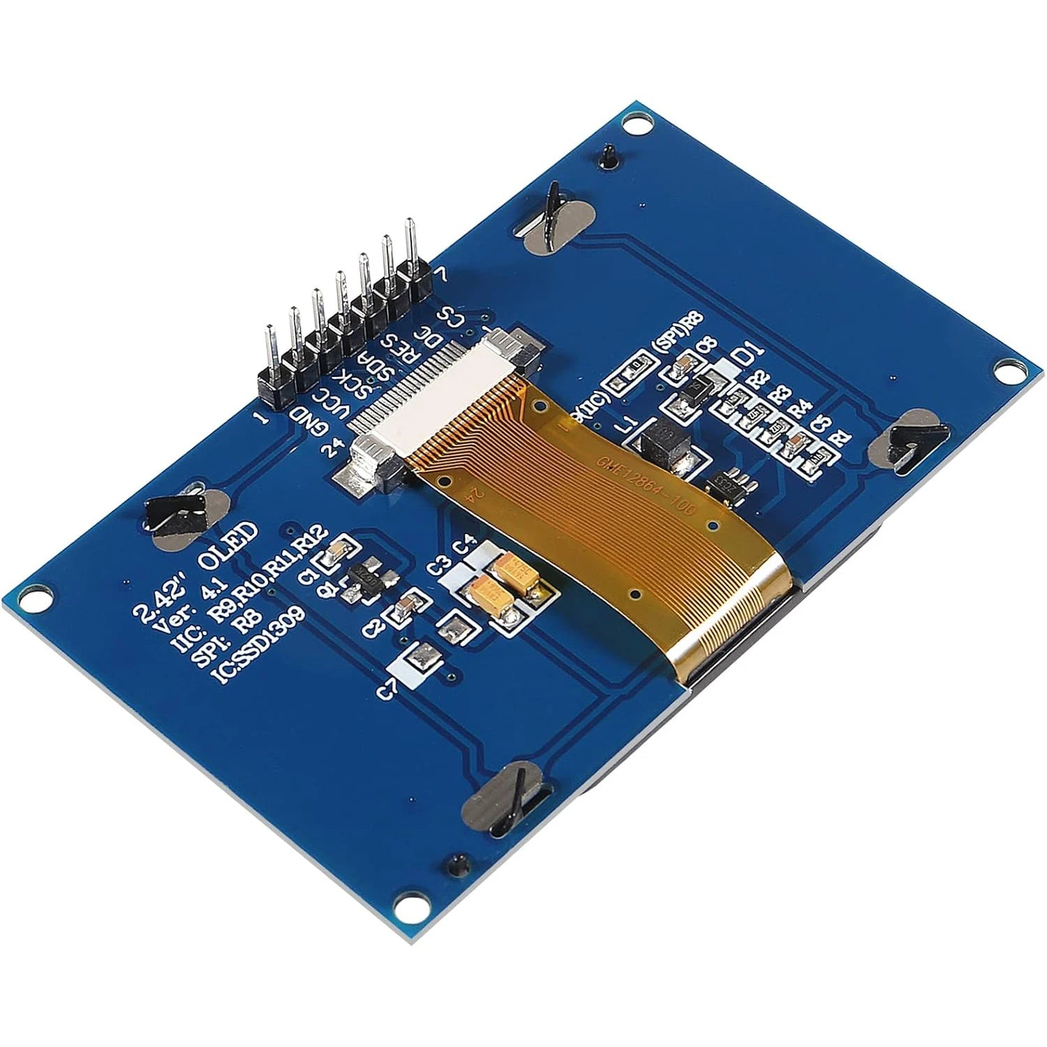 2.4" 2.42 inch 128x64 OLED LCD Display Module SSD1309 12864 7 Pin SPI/IIC I2C Serial Interface for Arduino UNO R3 C51