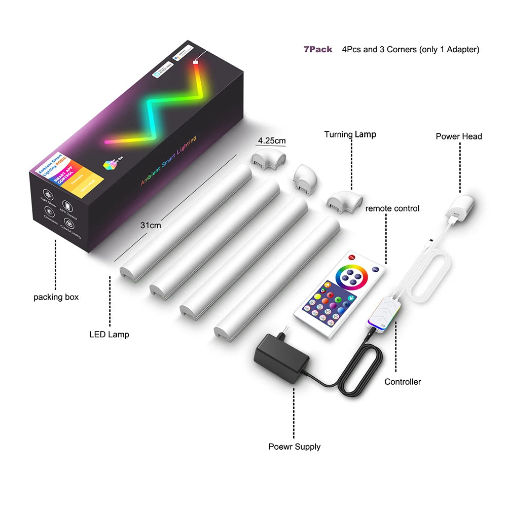 DC12V Creative BT/TUYA WiFi Splicable Remote Control Bedside Indoor Smart RGB Graffiti Net Red Atmospheric Wall Lamp