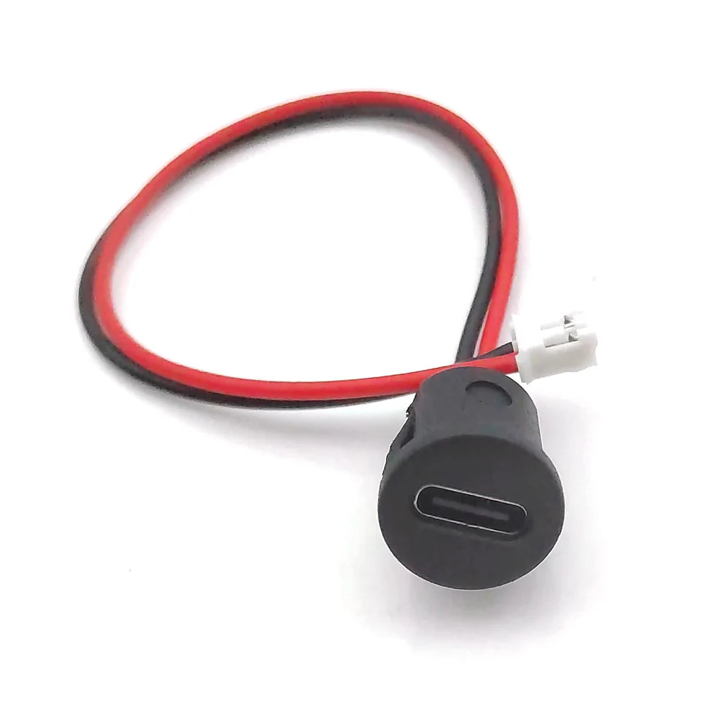1pcs USB-C Connector Type-C to PH 2.0 with Nut Locking Plate Waterproof Female USB Socket High Current Fast Charging Jack Port