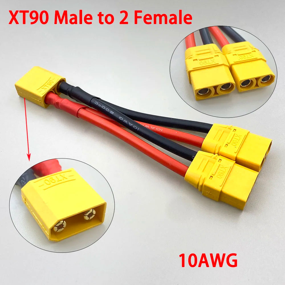 XT60 XT90 T Plug Parallel Battery Connector Male/Female Double Extension Cable Y-Divider/RC Battery Motor3-Way 10AWG 12AWG 14AWG