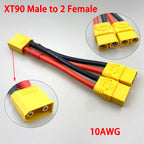 XT60 XT90 T Plug Parallel Battery Connector Male/Female Double Extension Cable Y-Divider/RC Battery Motor3-Way 10AWG 12AWG 14AWG